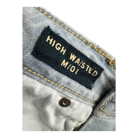 Aeropostale Midi High Waisted Jean Shorts Cotton Neutral Basic Casual Preppy 2 - Picture 3 of 5